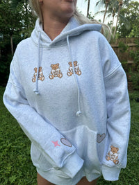 Teddy Bear Embroider Valentines Day Hoodie
