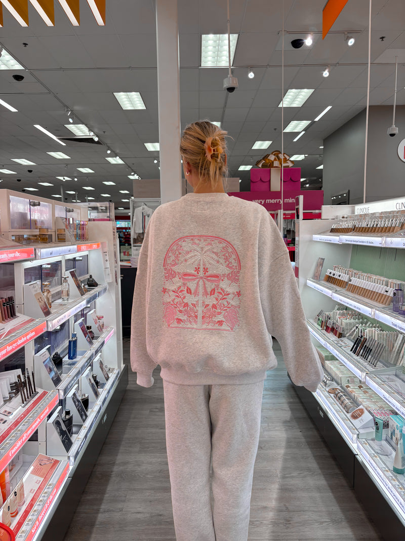 Pearl Grey Tropical Palms Sweatshirt