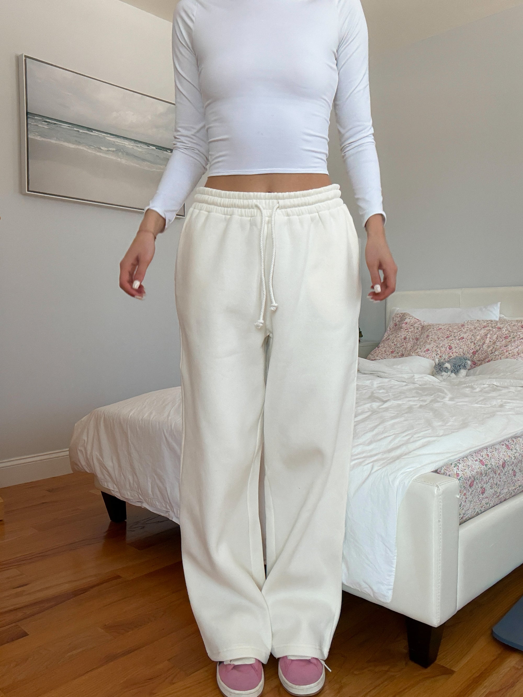 Ivory Basic  Blank Flare Sweatpants