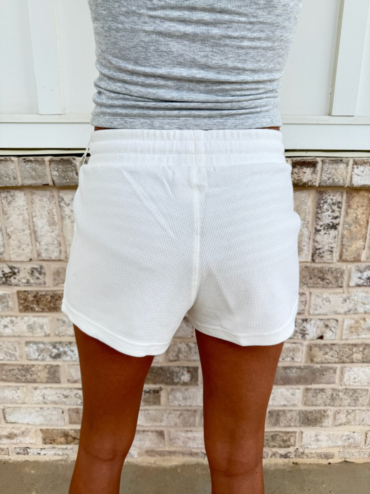 Ivory Waffle Knit Shorts
