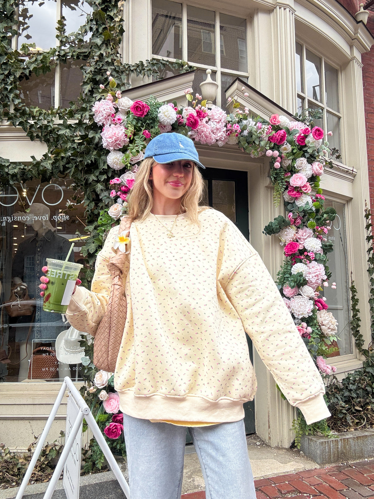 Blank Toasted Cream Roses Sweatshirt