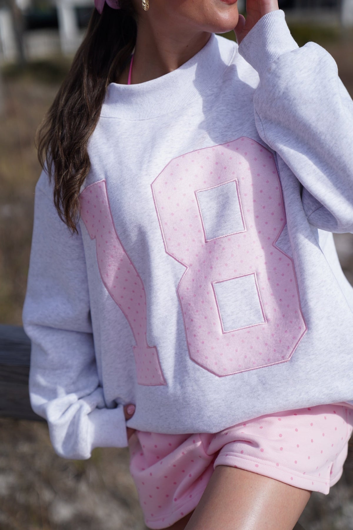 Polka Dot 18 Senior Embroider Mockneck Sweatshirt