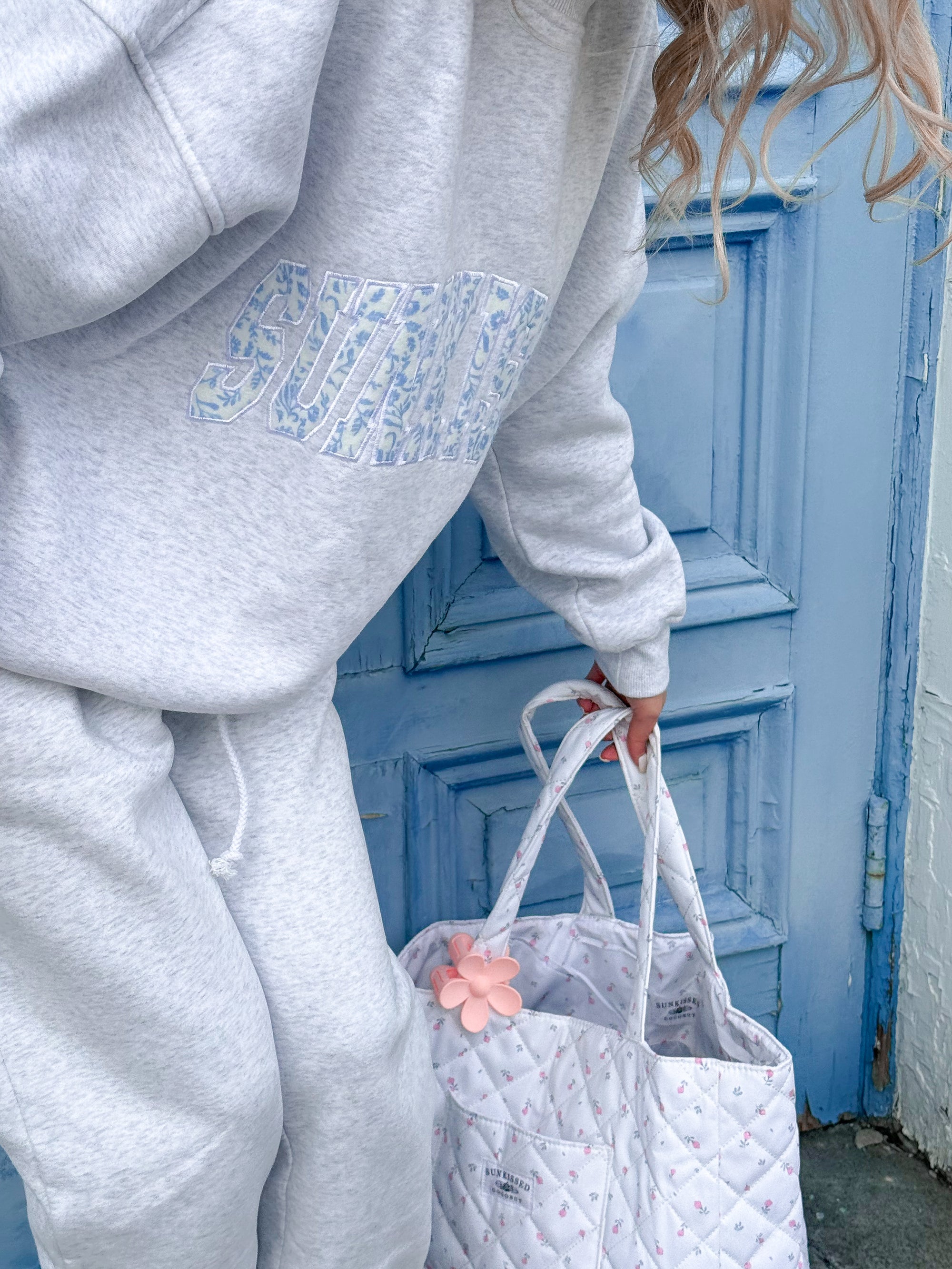 Pearl Grey Floral Sunkissed Embroider Sweatshirt