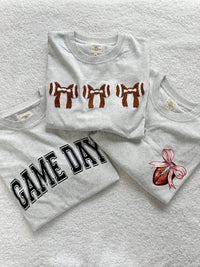 Game Day Coquette Bow Football Embroider Tee