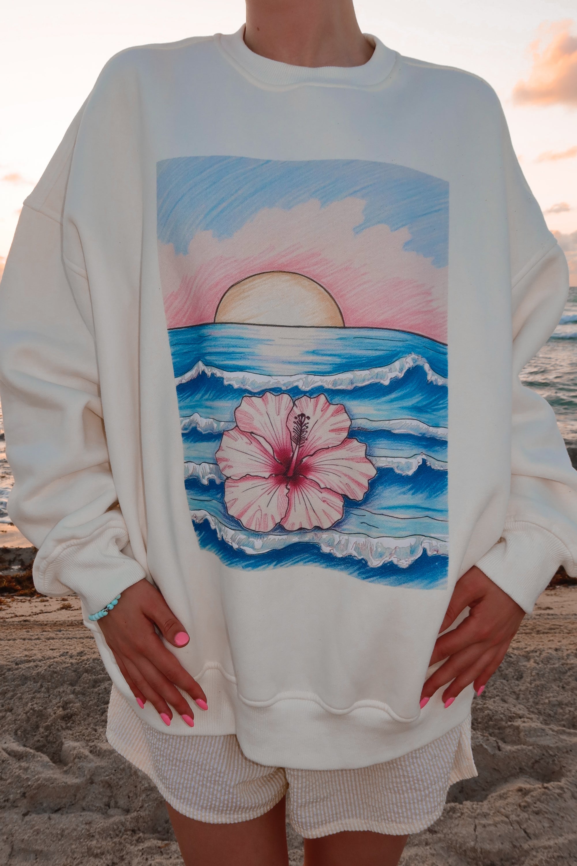 Ivory Ocean Sunset Dreams Sweatshirt