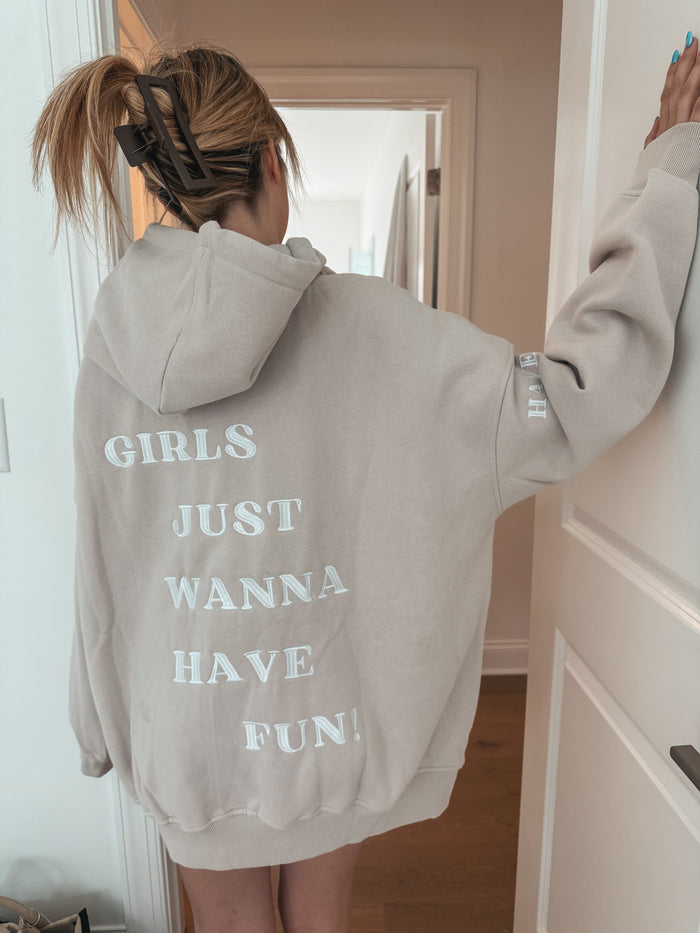 Girls Just Wanna Have Fun Embroider Hoodie
