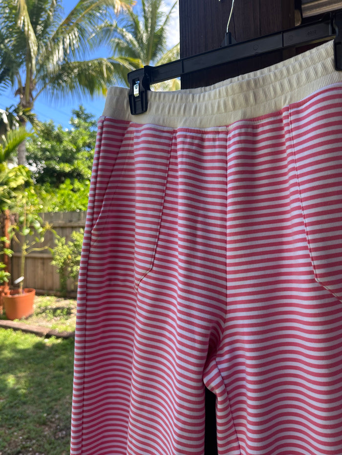 Dark Pink and White Big Striped Sweatpants