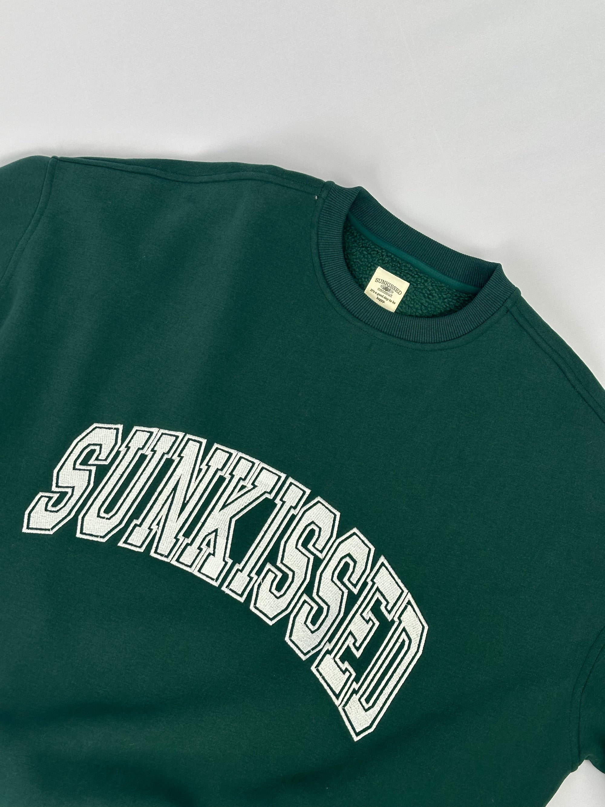 Winter Green Sunkissed Varsity Embroider Sweatshirt