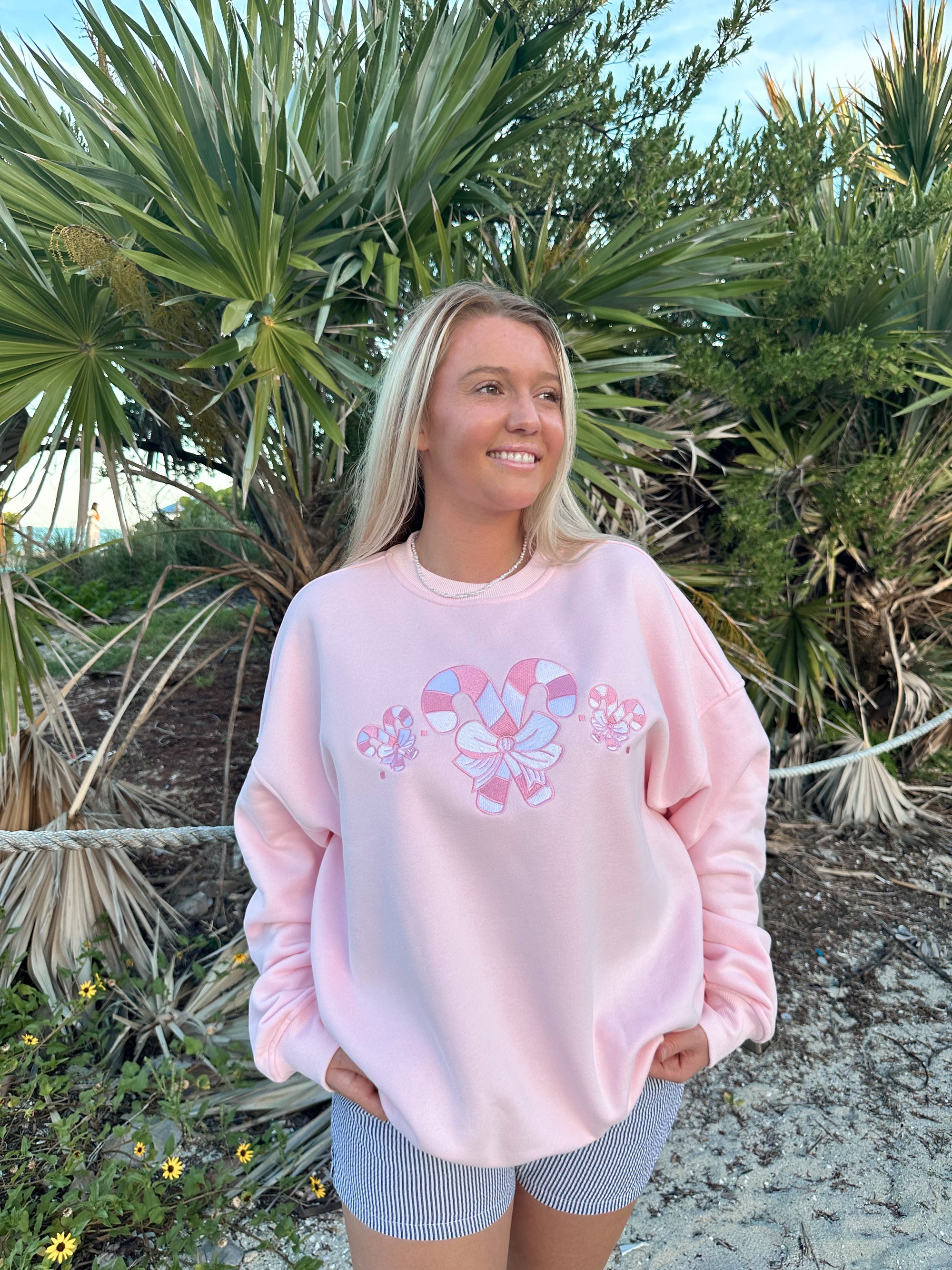 Light Pink Candy Cane Wonderland Sweatshirt