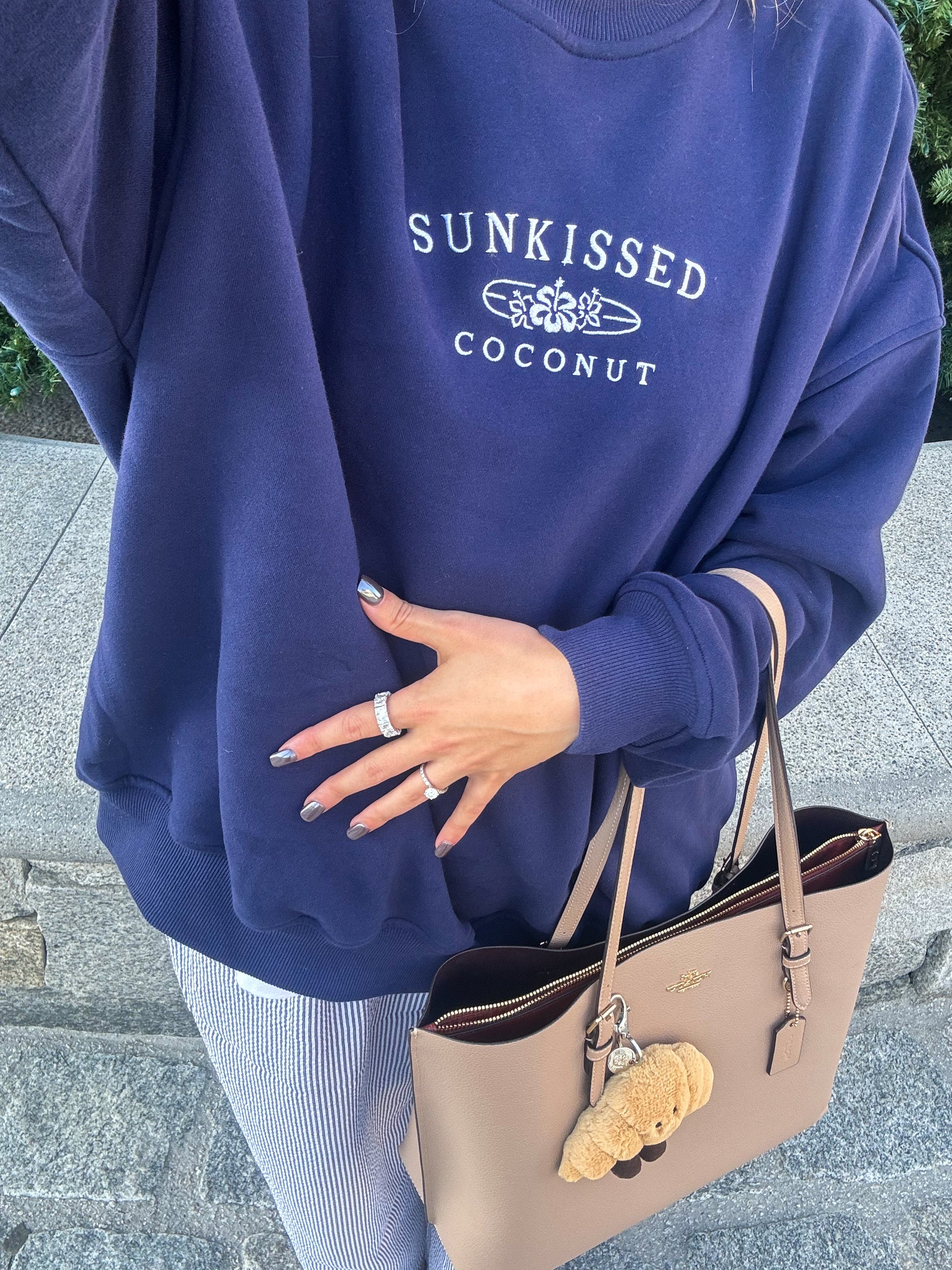 Navy Blue Sunkissedcoconut Logo Embroider Sweatshirt