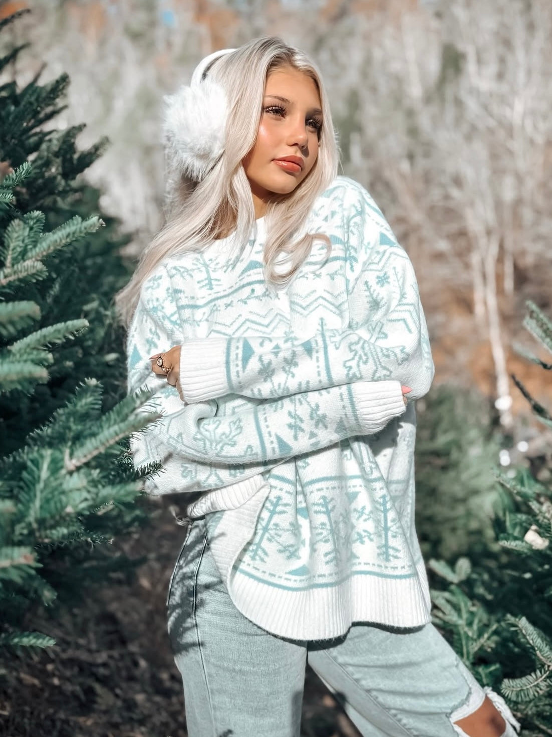 Home For Christmas Snowflake Oversized Sweater