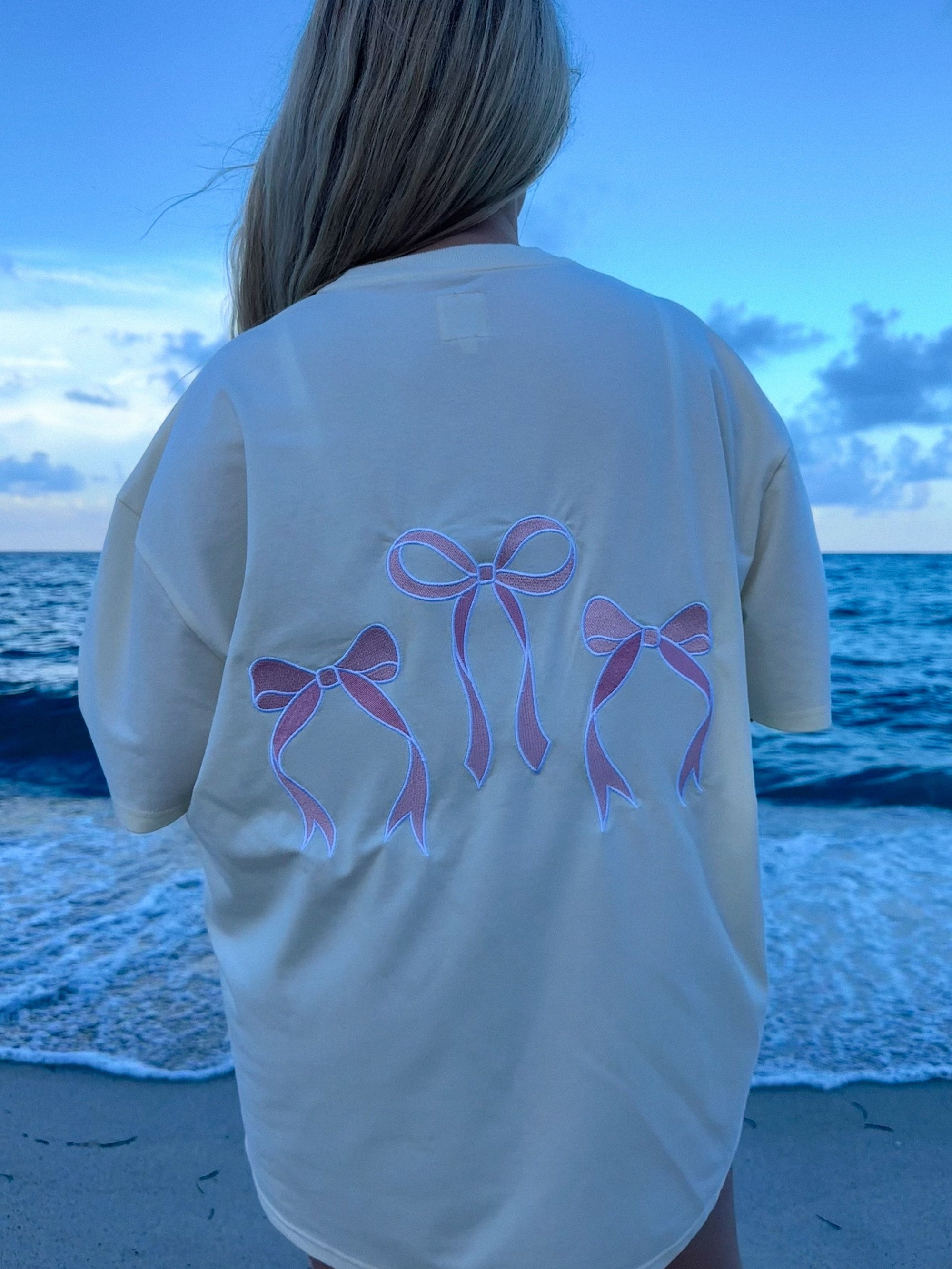 Pink Embroider Bow Tee