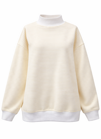 Baby Yellow and White Big Striped Mockneck Sweatshirt