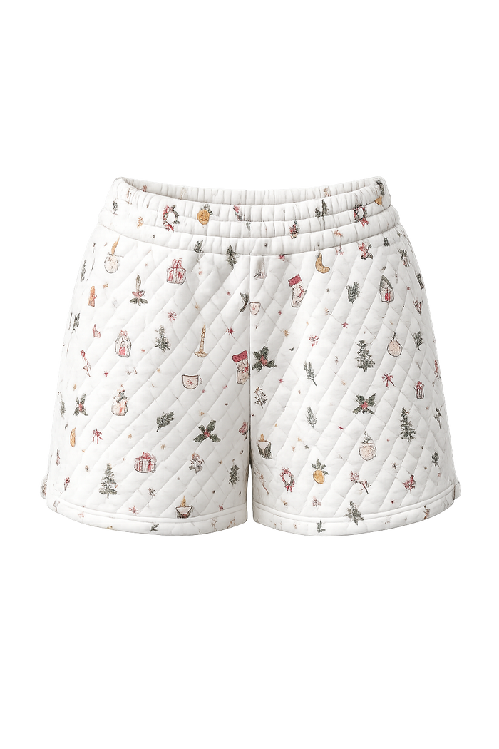 A Cottage Christmas Icons Quilted Shorts