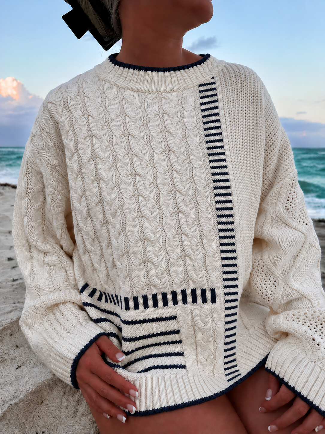 Hazel Patchwork Cable Knit Sweaters