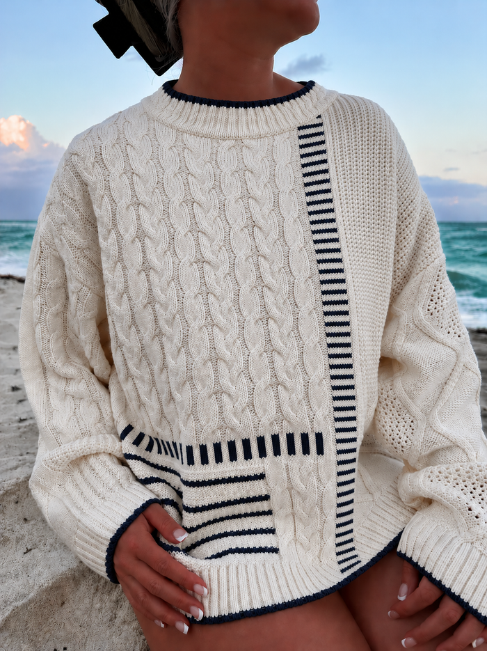 Hazel Patchwork Cable Knit Sweaters