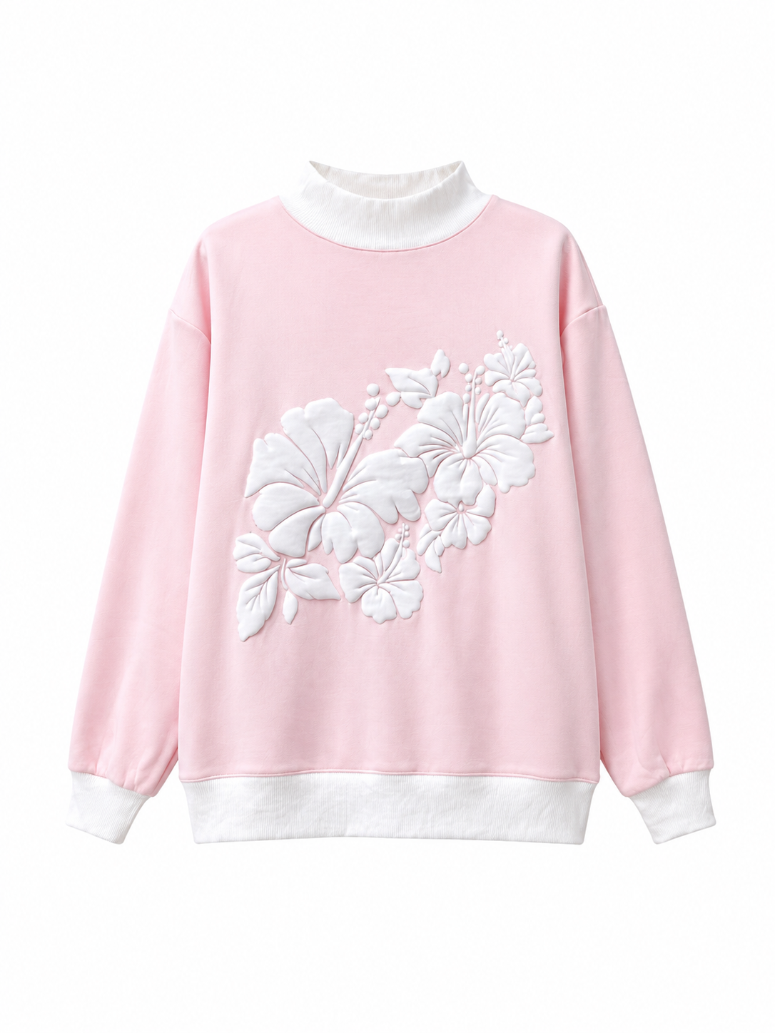 Pink Cabana Puff Print Mockneck Sweatshirt