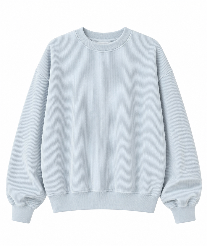 Coastal Blue Corduroy Oversized Crewneck