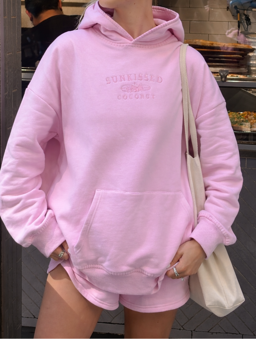 Stitched Sunkissedcoconut Embroidered Oversized Hoodie 100% Cotton