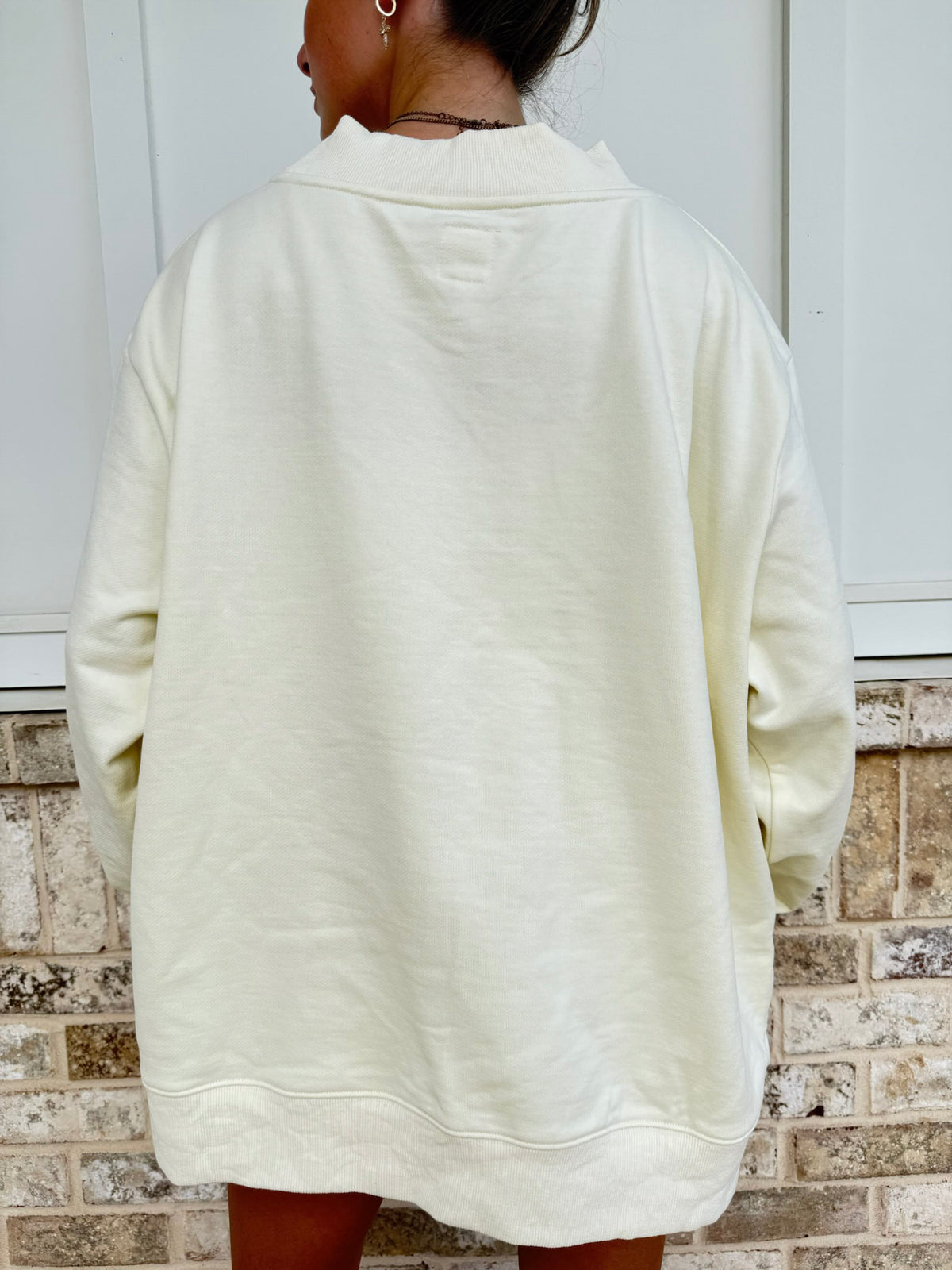The Holiday Club Embroidered Pocket Mockneck Sweatshirt