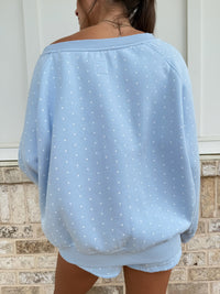 Polka Dot Off The Shoulder Sweatshirts
