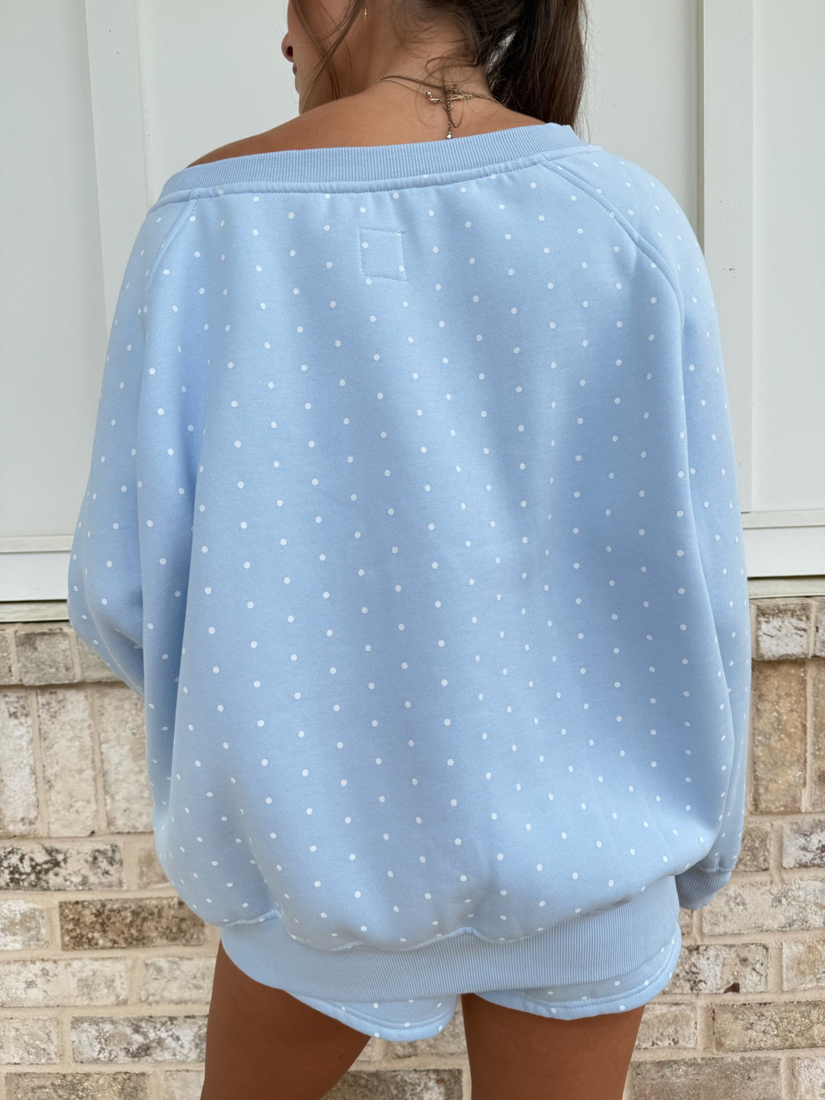 Polka Dot Off The Shoulder Sweatshirts
