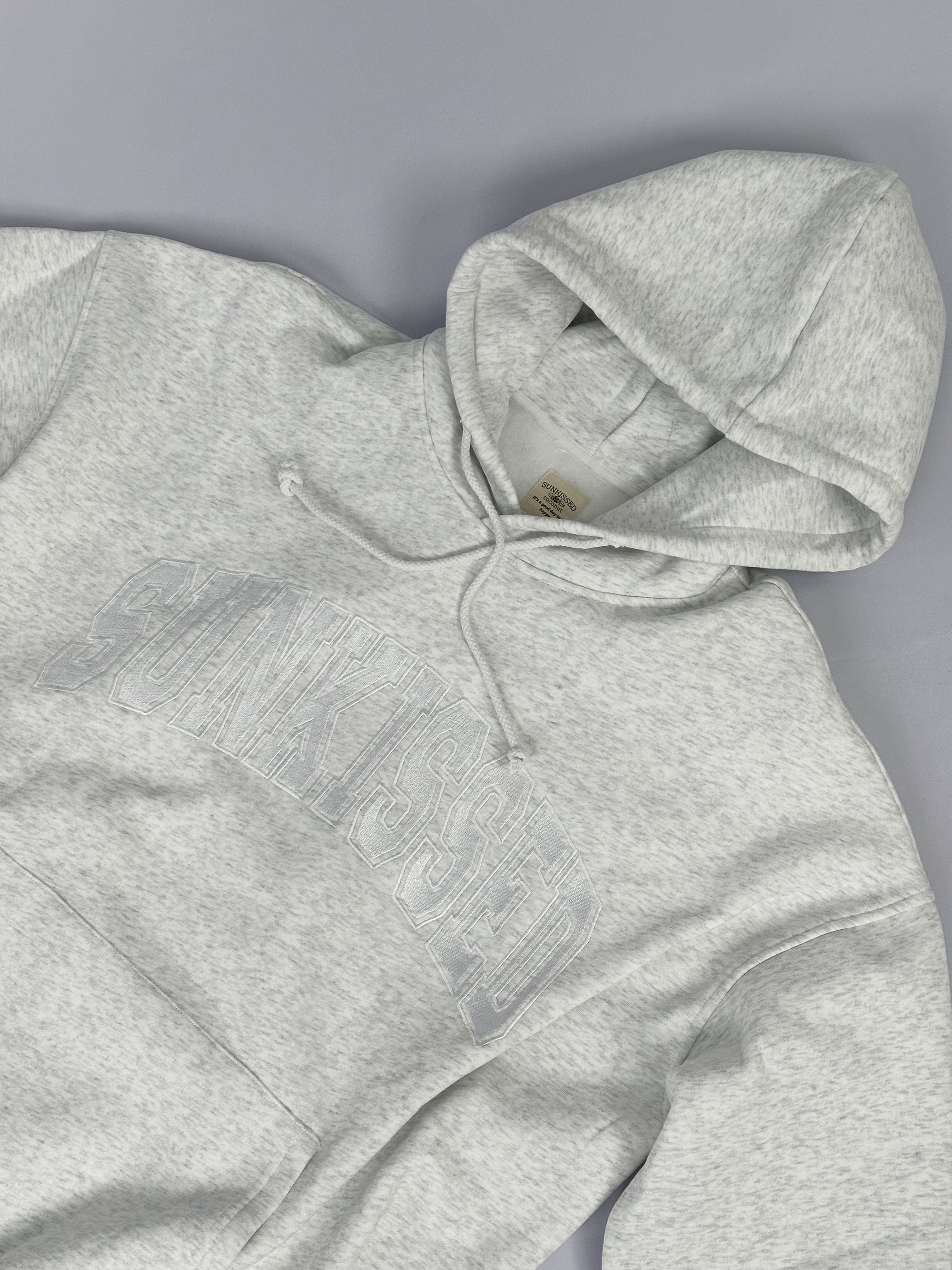 Pearl Grey Sunkissed Varsity Embroider Hoodie