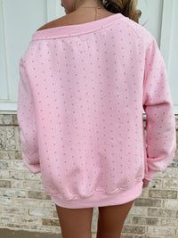 Polka Dot Off The Shoulder Sweatshirts