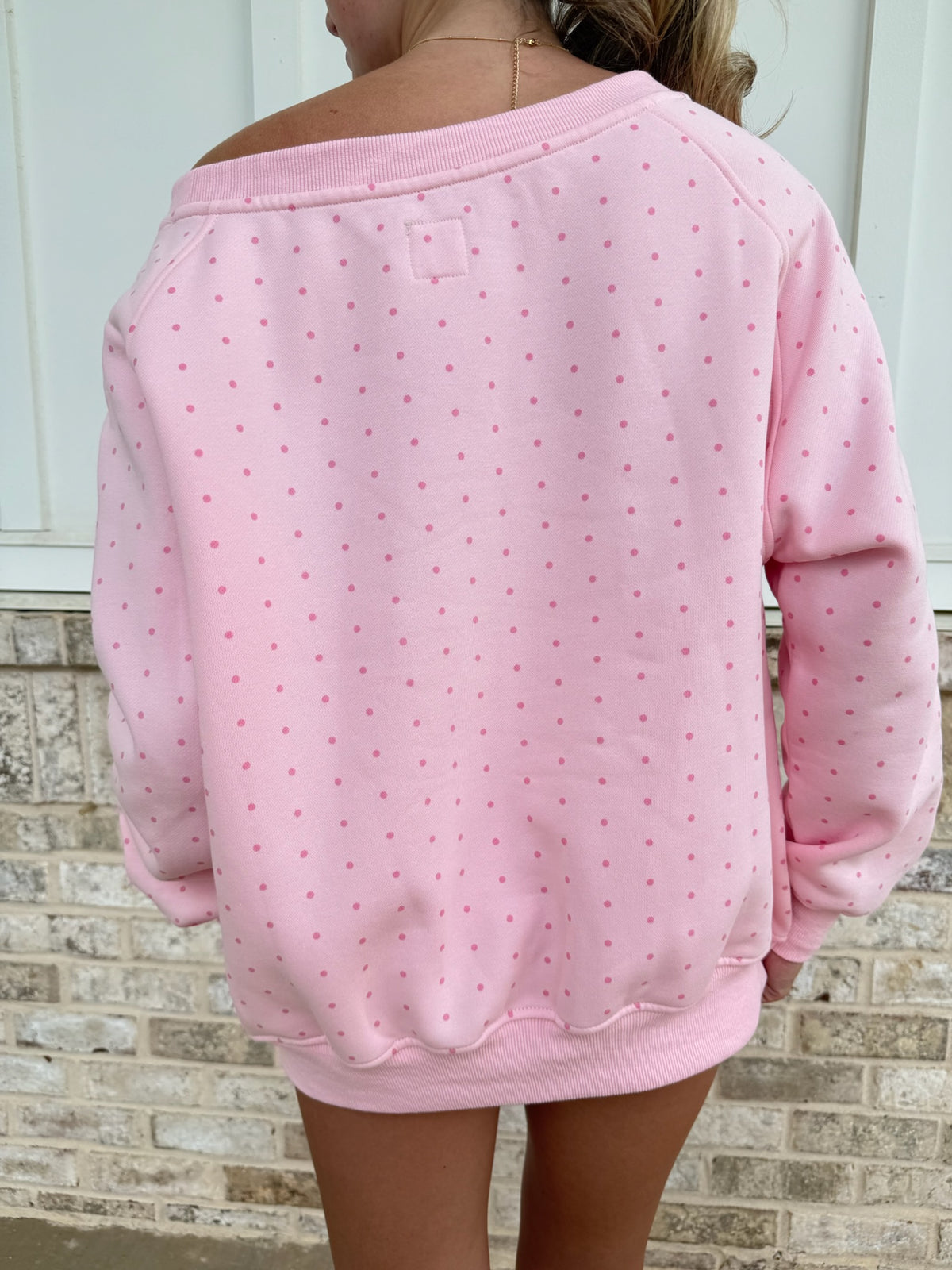 Polka Dot Off The Shoulder Sweatshirts