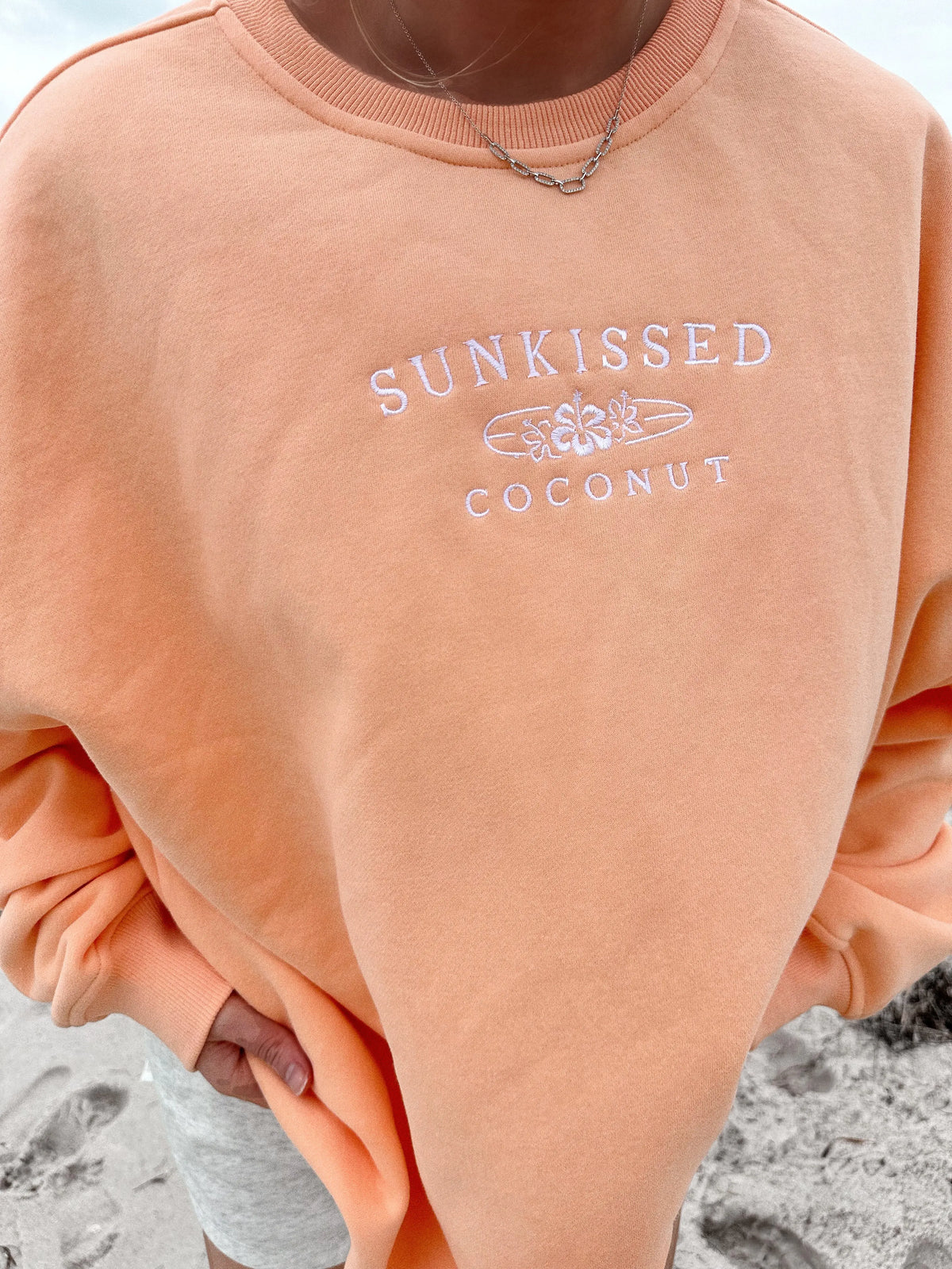 Sunkissedcoconut Embroider Oversized Crewneck Sweatshirt