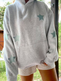 Pearl Grey Embroider Star Hoodie