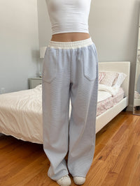 Blue and White Mini Striped Sweatpants