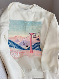 Ivory At The Lodge Ski Puff Print Sweatshirt