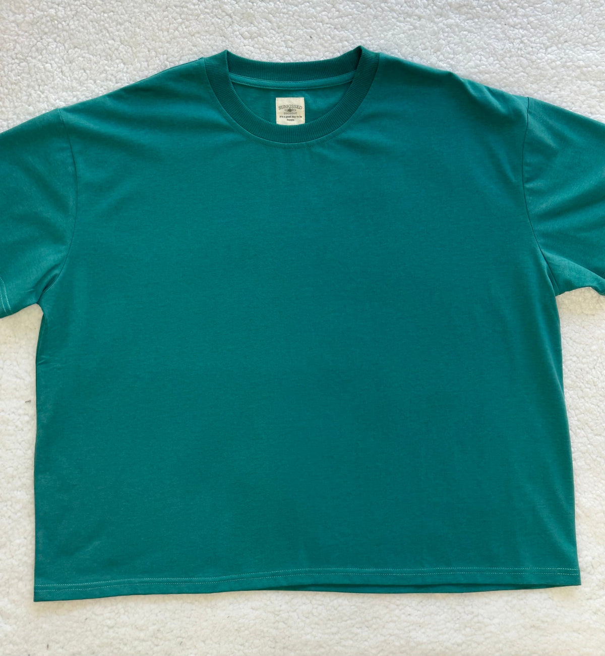 Bubbly Green Basic Slightly Cropped Blank Tee