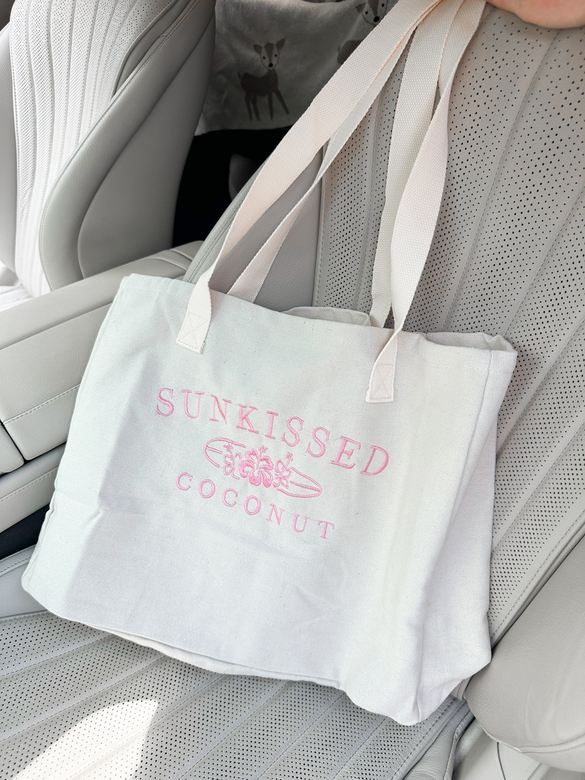 X-Large Sunkissedcoconut Embroider Canvas Tote Bag