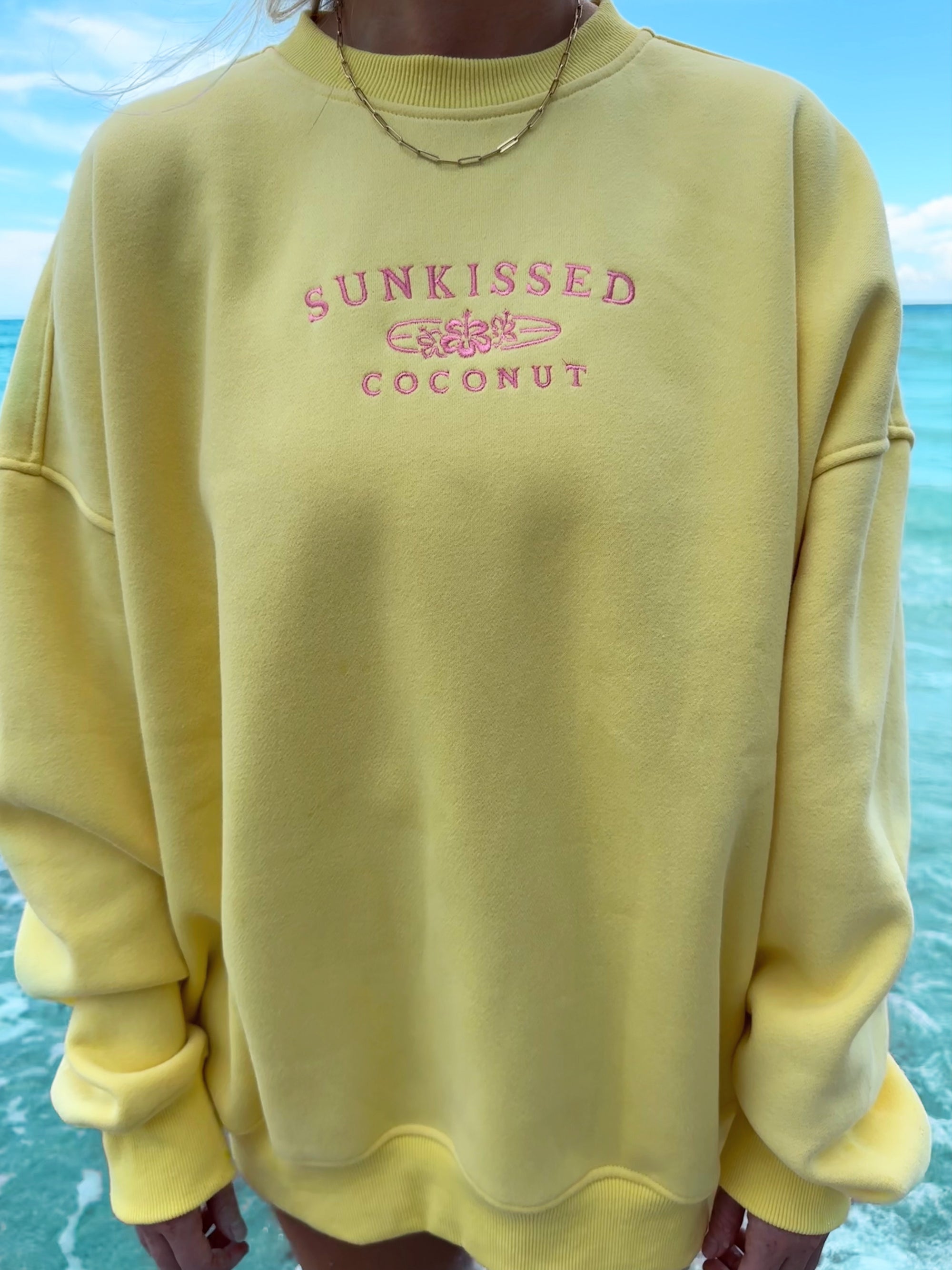 Sunkissedcoconut Yellow Embroider Sweatshirt