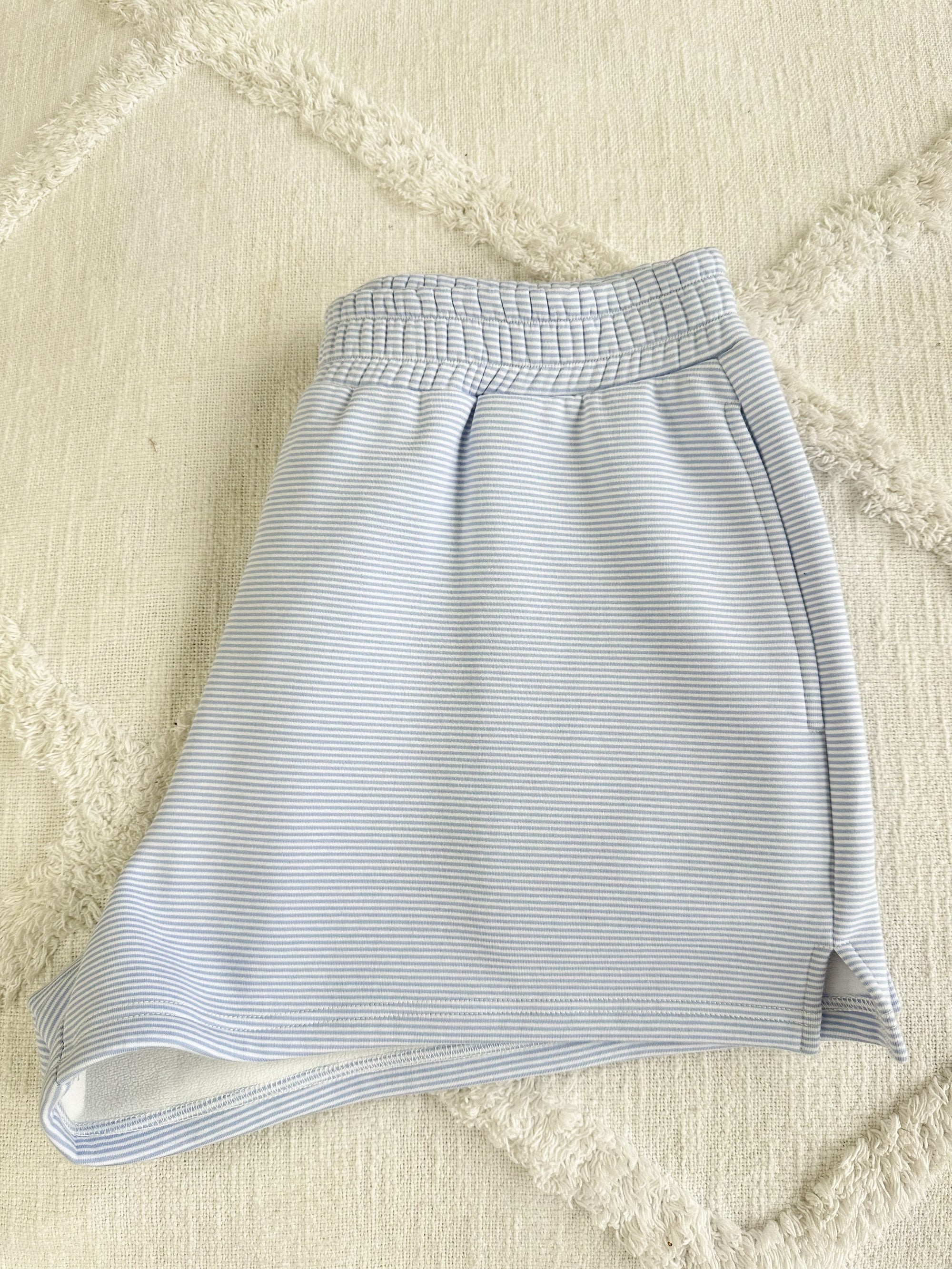 Blue and White Mini Striped Shorts