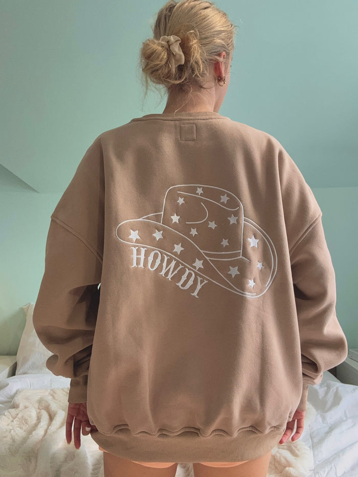 Cappuccino Howdy Embroider Sweatshirt