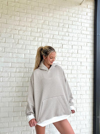 Brown and White Big Striped Hoodie