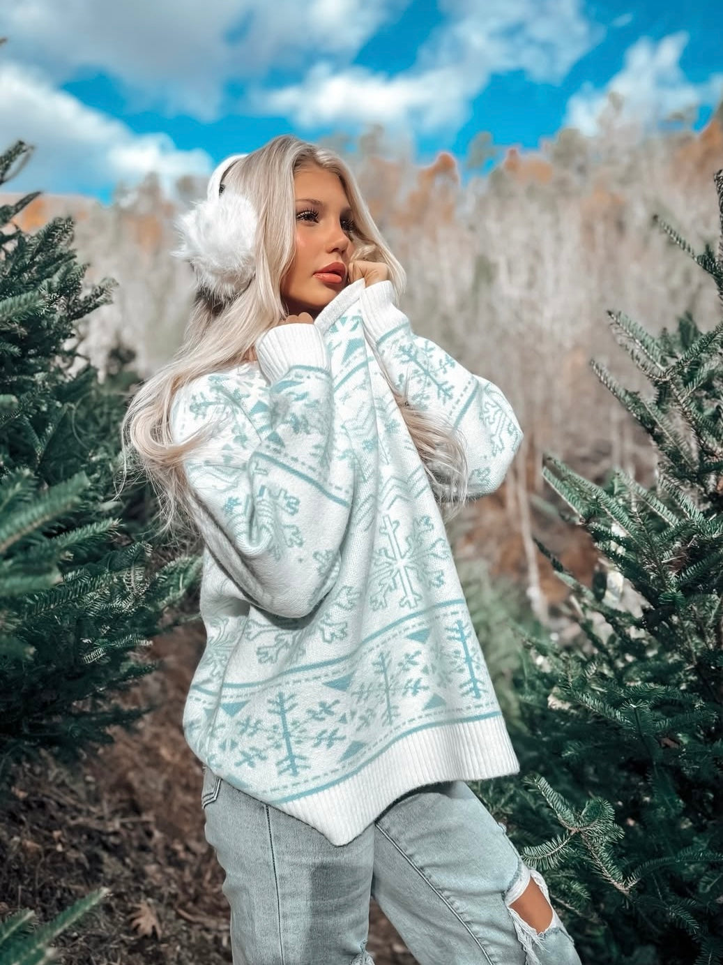 Home For Christmas Snowflake Oversized Sweater