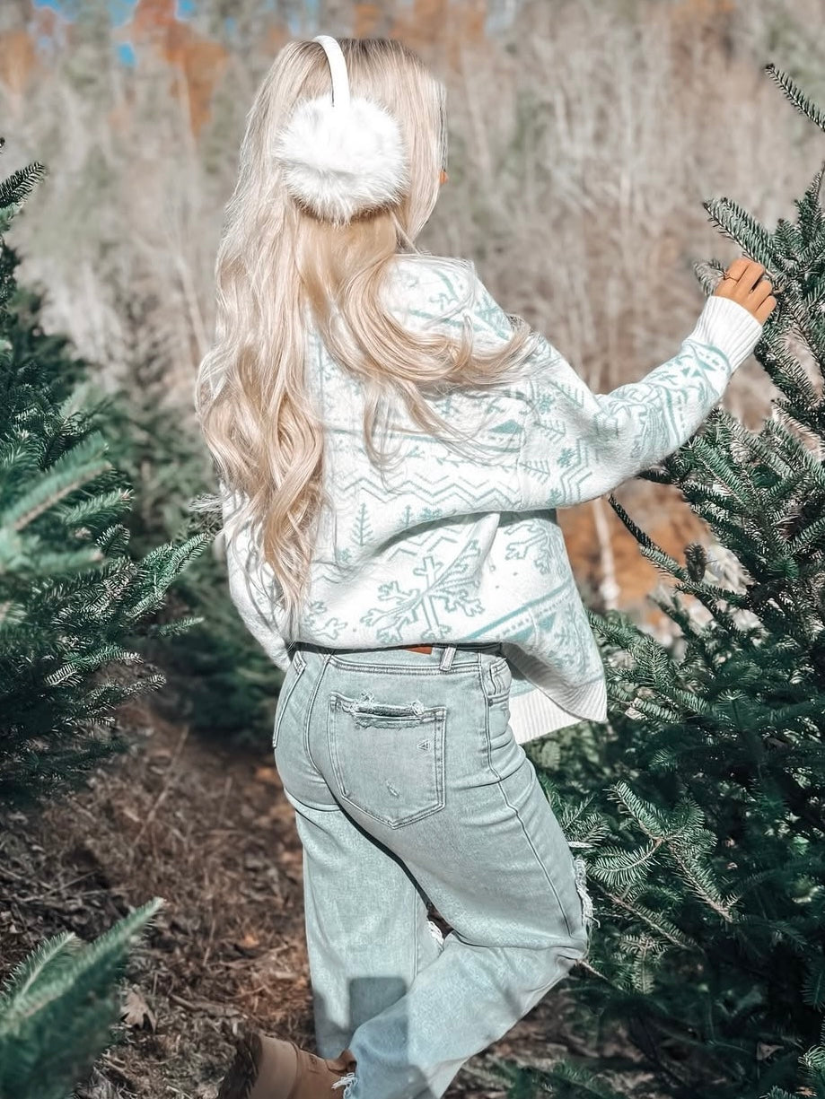 Home For Christmas Snowflake Oversized Sweater