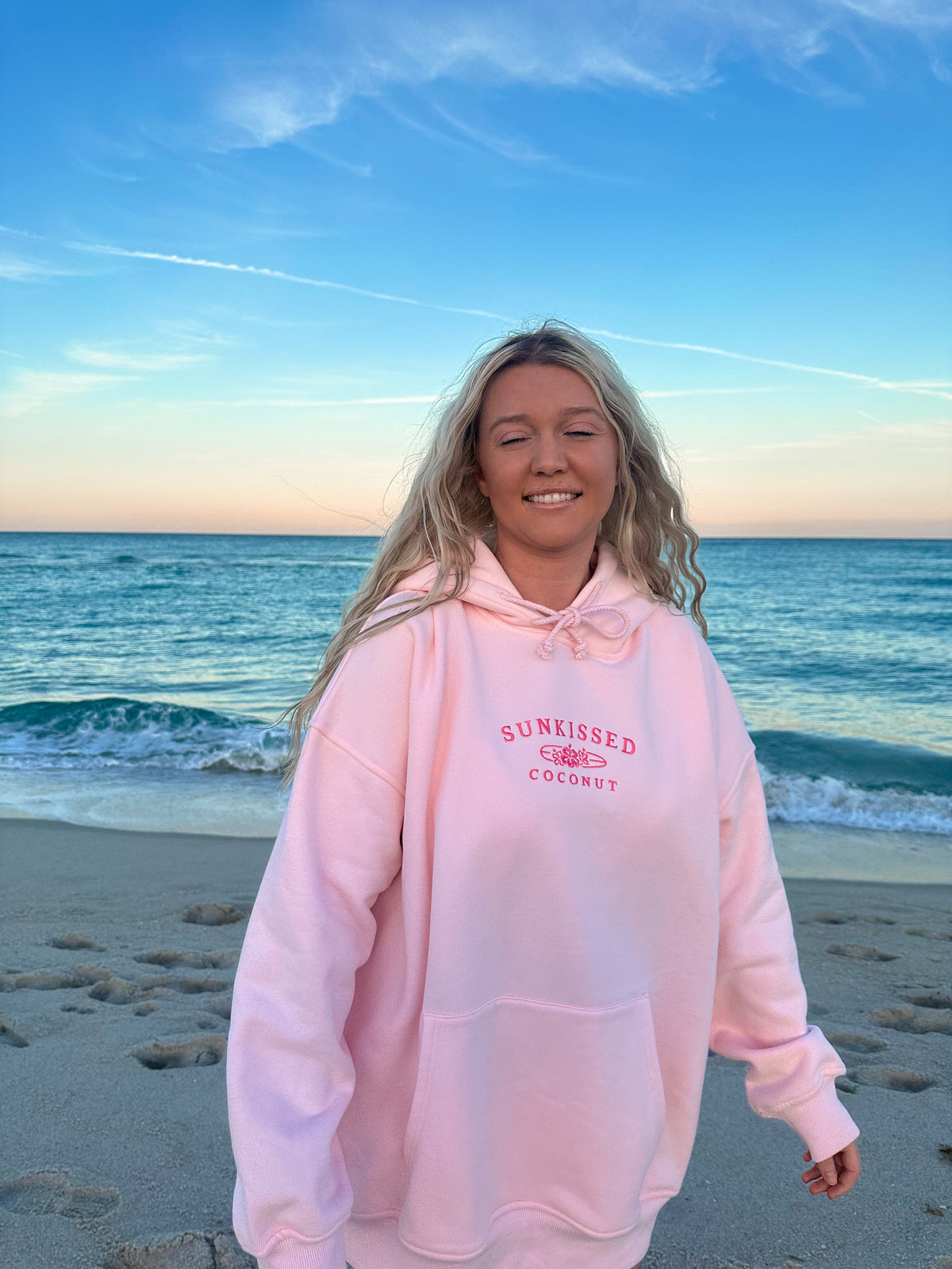 Tana Light Pink Embroider Sunkissedcoconut Hoodie