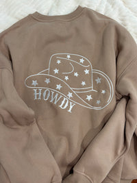 Cappuccino Howdy Embroider Sweatshirt