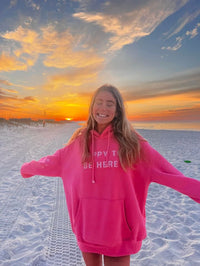 I Am Just Happy To Be Here Embroider Hoodie