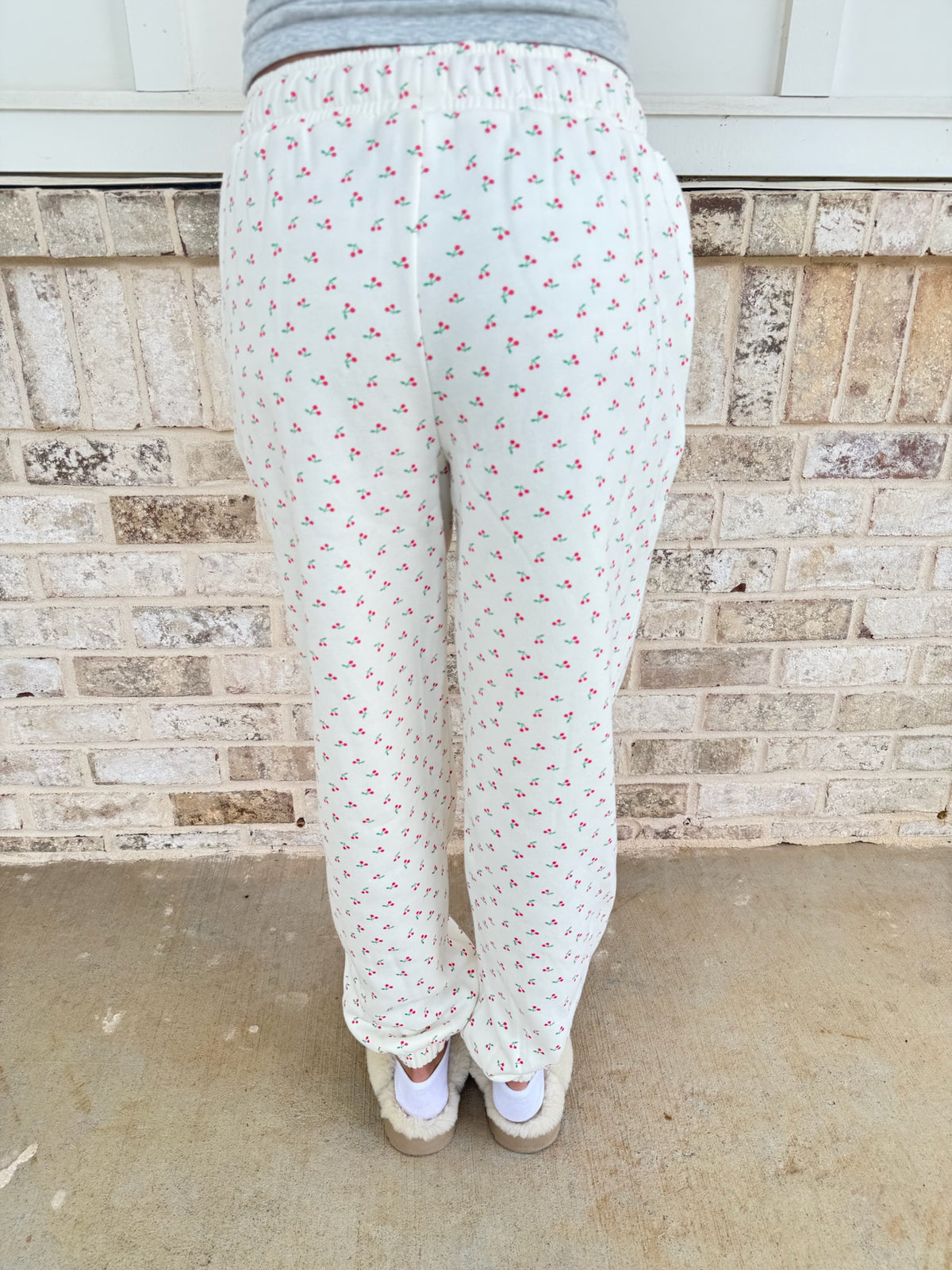 Blank Ivory Cherries All Over Jogger Sweatpants