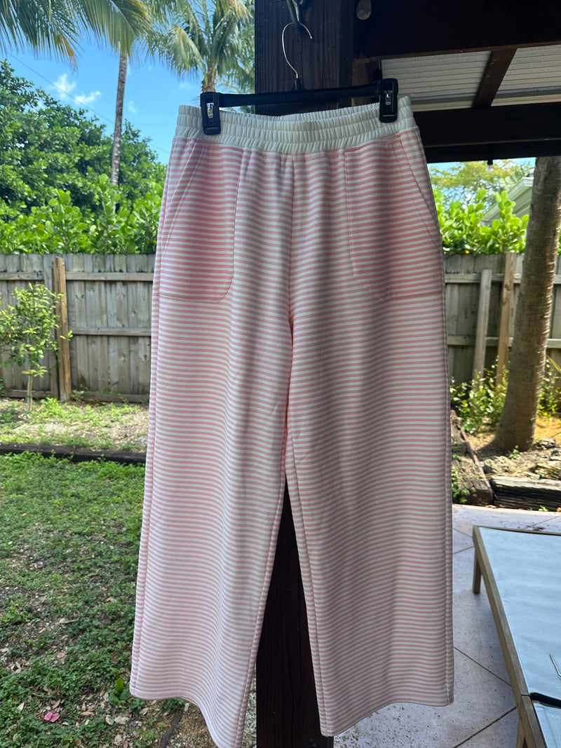 Light Pink and White Big Striped Sweatpants