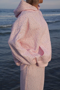 Light Pink Ditsy Blue Floral Hoodie