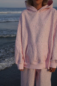 Light Pink Ditsy Blue Floral Hoodie