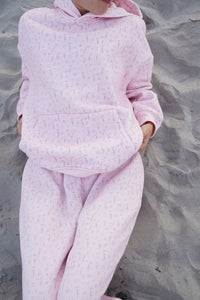 Light Pink Ditsy Blue Floral Hoodie