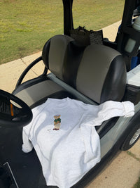 Pearl Grey Classic Teddy Bear Golf Embroider Mockneck Sweatshirt